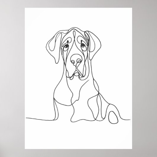 Hand geschilderd Grote Deen Line Art Poster (Voorkant)