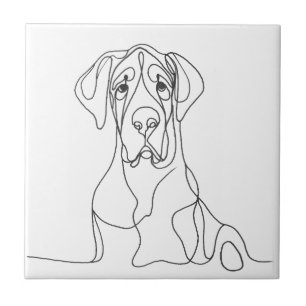 Hand geschilderd Grote Deen Line Art Tegeltje