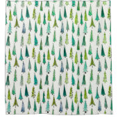 Hand-geschilderd kerstboompatroon | douchegordijn (Voorkant)