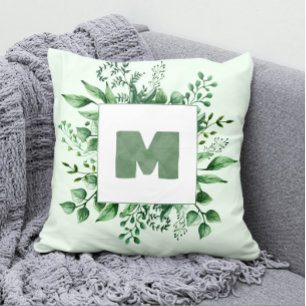 Hand-geschilderd Lijst uit Griekenland + monogram Kussen