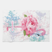 Hand geschilderd roze flamingo theedoek (Horizontaal)