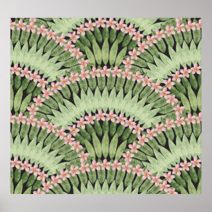 Hand geschilderd tropisch bloemen patroon poster