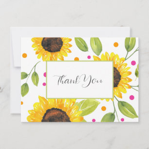 Hand geschilderd Waterverf zonnebloem boeket Bedankkaart