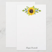 Hand geschilderd Waterverf zonnebloem swag Briefpapier (Voorkant / Achterkant)