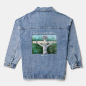 Hand geschilderd wit en groen "VOOR GOD" Denim Jacket (Achterkant)
