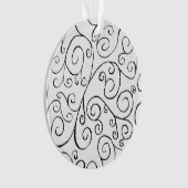 Hand-geschilderd zwart valpatroon op wit ornament (voorkant)