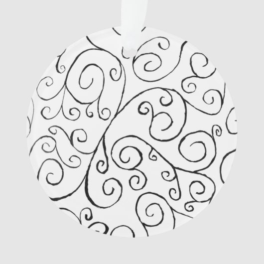 Hand-geschilderd zwart valpatroon op wit ornament (voorkant)