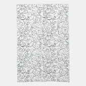 Hand-geschilderd zwart valpatroon op wit theedoek (Verticaal)