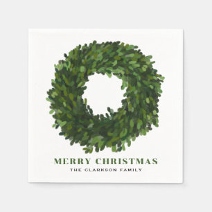 Hand geschilderde Boxwood Krans Kerstmis Servet