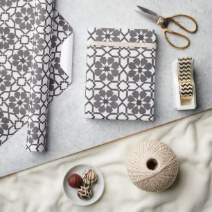 Hand geschilderde geometrische zwart wit Marokkaan Cadeaupapier