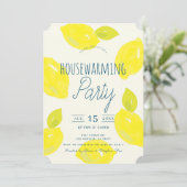 Hand geschilderde Lemon Pink House Warming Party Kaart (Staand voorkant)