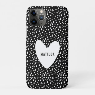 Hand geschilderde plek en hart gepersonaliseerd iPhone 11 pro hoesje