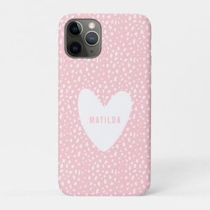Hand geschilderde plek en hart gepersonaliseerd iPhone 11 pro hoesje