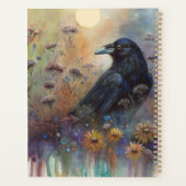 Hand geschilderde raaf met wilde bloemen planner (Achterkant)