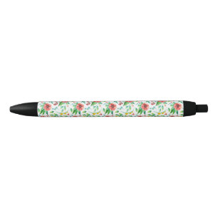 Hand geschilderde roze bloemen Bloempatroon-23498 Zwarte Inkt Pen