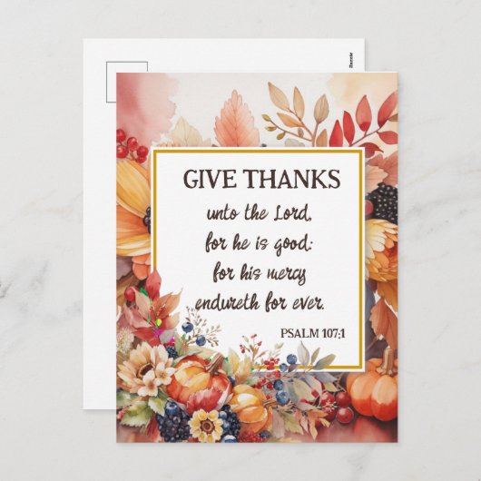 Hand geschilderde waterverf aangepaste Thanksgivin Feestdagenkaart (Voorkant / Achterkant)