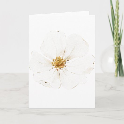 Hand geschilderde witte pioen (blanco) kaart (Voorkant)