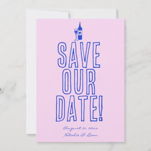 Hand geschreven getekende kleurrijke retro unieke save the date (Voorkant)