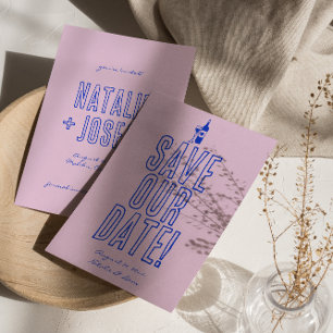 Hand geschreven getekende kleurrijke retro unieke  save the date