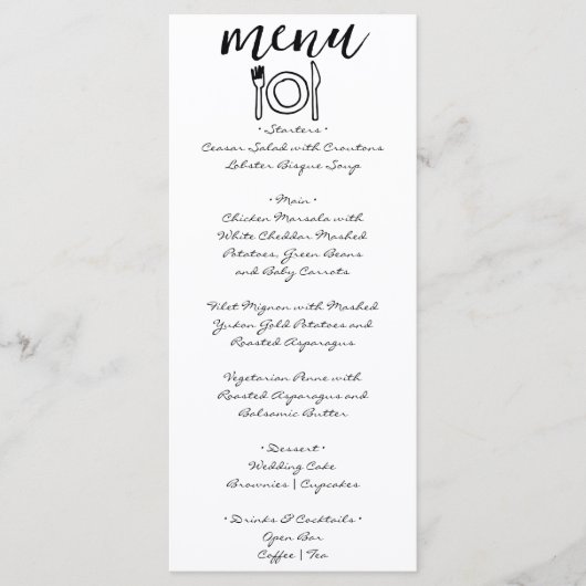 Hand geschreven getekende krabbel eigenzinnige uni menu (Voorkant)