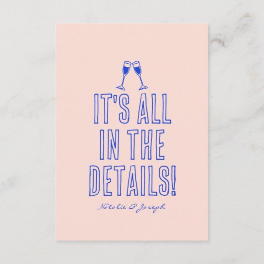 Hand geschreven getekende  retro bruiloft details informatiekaartje (Achterkant)