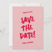Hand geschreven getekende rode roze kleurrijke ret save the date (Voorkant)
