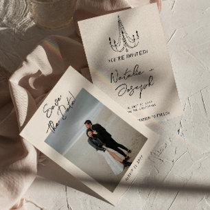 Hand geschreven getrokken retro eigenzinnige foto  save the date