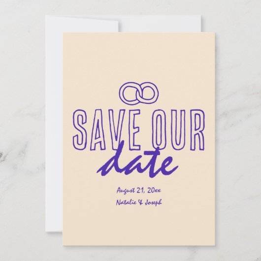 Hand geschreven getrokken retro unieke moderne bru save the date (Voorkant)