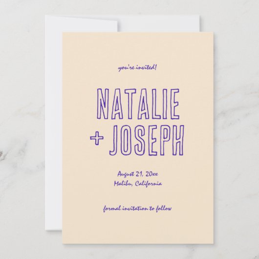 Hand geschreven getrokken retro unieke moderne bru save the date (Achterkant)