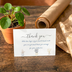 Hand geschreven huis planten dank u invoegen kaart