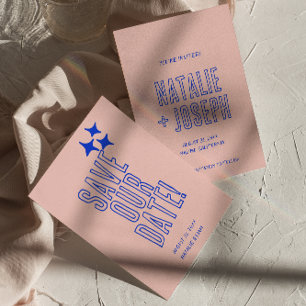 Hand geschreven Kleurrijke Retro Bold Moderne Brui Save The Date