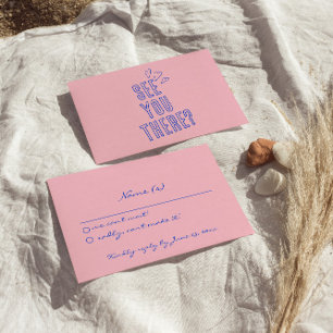 Hand geschreven kleurrijke retro funky bruiloft de RSVP kaartje