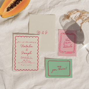 Hand-geschreven Kleurrijke Retro Leuk Unieke Bruil Kaart