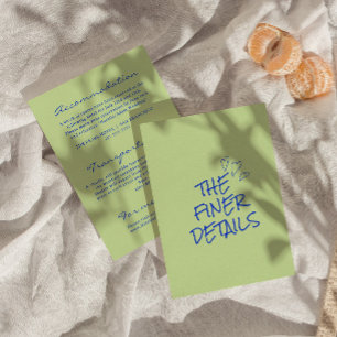 Hand geschreven kleurrijke retro moderne bruiloft informatiekaartje