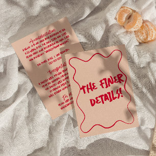 Hand-geschreven kleurrijke retro moderne bruiloft  informatiekaartje