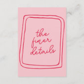 Hand-geschreven kleurrijke retro moderne bruiloft  informatiekaartje (Achterkant)