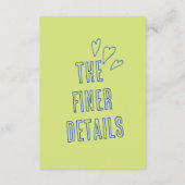 Hand geschreven kleurrijke retro moderne bruiloft  informatiekaartje (Achterkant)