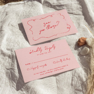 Hand-geschreven Kleurrijke Vette Unieke Moderne Hu RSVP Kaartje