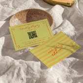 Hand geschreven krijtstrepen Whimsical QR Code Bru RSVP Kaartje