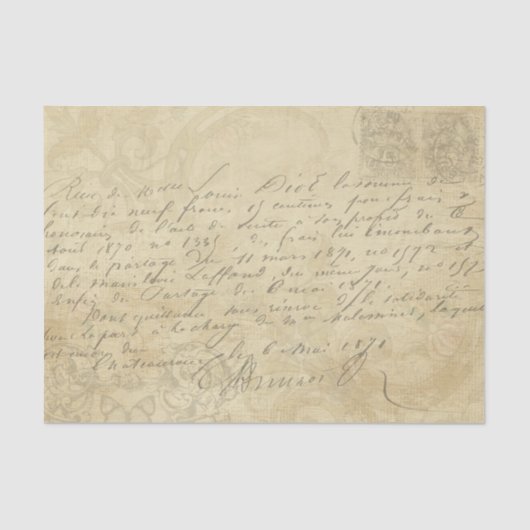 Hand Geschreven Letter Script Kaart Decoupage Tissuepapier (Voorkant)