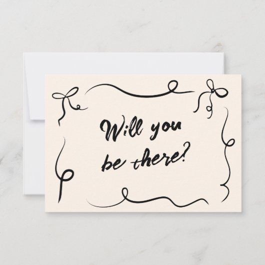  Hand Geschreven Moderne Bow QR Code Huwelijk RSVP Kaartje (Achterkant)