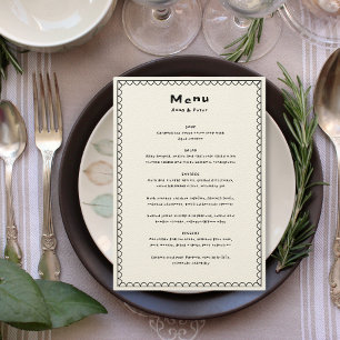 Hand geschreven tekening zwart & wit bruiloft menu