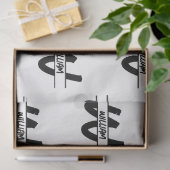 Hand geschreven Zwart-wit Monogrammed Naam Tissuepapier (Geschenk)