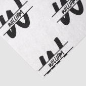 Hand geschreven Zwart-wit Monogrammed Naam Tissuepapier (Detail)