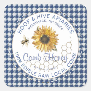 Hand gesneden kam honing zonnebloem bij rustieke g vierkante sticker