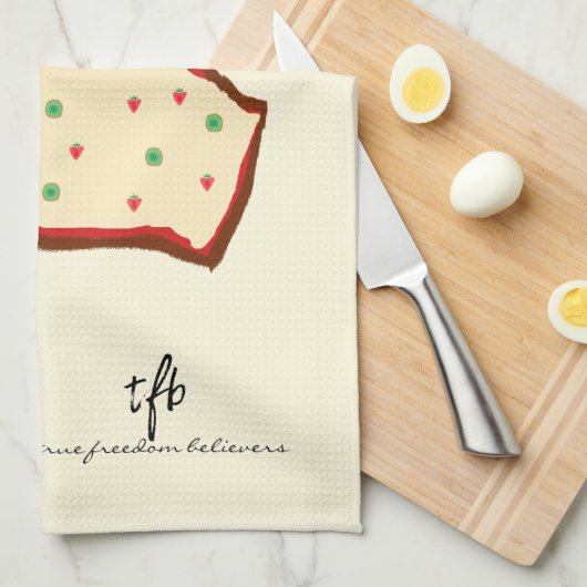 Hand Gesture Strawberry-Kiwi Pizza Theedoek (Quarter Fold)