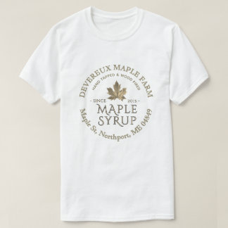 Hand getapt hout gestookt esdoornsiroop gouden bla t-shirt
