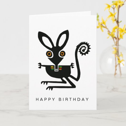 Hand getekend BILBY - Aussie dier - Happy Birthday Kaart (Gele Bloem)