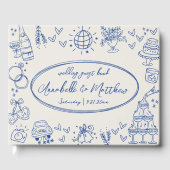 Hand getekend Blauw Whimsical Wedding Gastenboek (Voorkant)