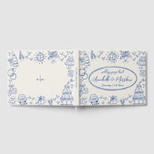 Hand getekend Blauw Whimsical Wedding Gastenboek (Volledig)